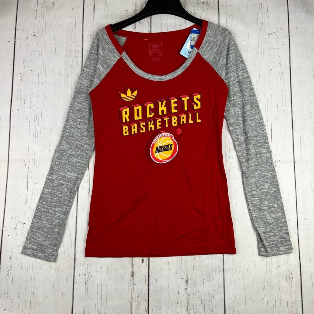 Houston Rockets Basketball NBA Adidas Small Red Long Sleeve Sweatshirt New Women